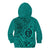 Hawaii Monk Seal and Dolphin Kid Hoodie Polynesian Kakau Pattern Turquoise
