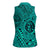 Hawaii Monk Seal and Dolphin Women Sleeveless Polo Shirt Polynesian Kakau Pattern Turquoise