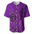 Hawaii Monk Seal and Dolphin Baseball Jersey Polynesian Kakau Pattern Purple