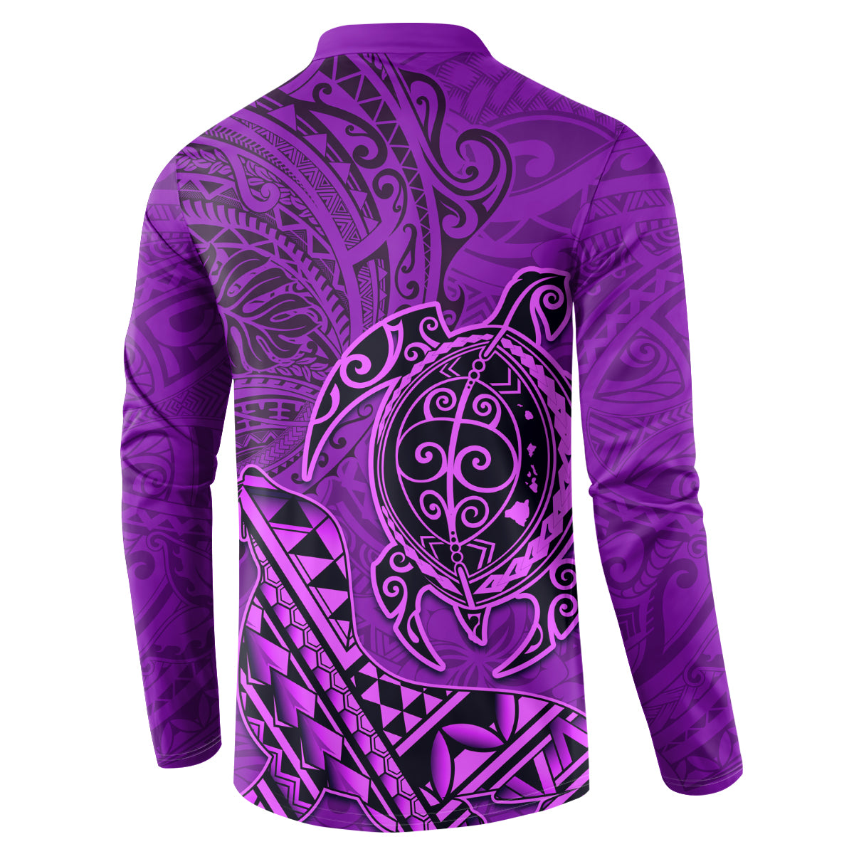 Hawaii Monk Seal and Dolphin Button Sweatshirt Polynesian Kakau Pattern Purple