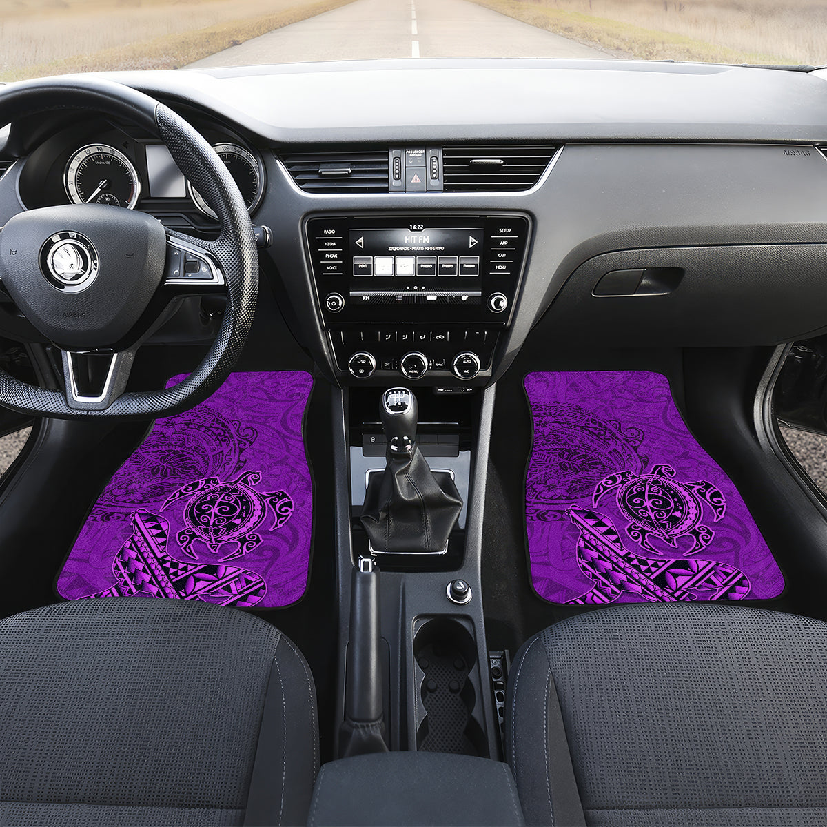 Hawaii Monk Seal and Dolphin Car Mats Polynesian Kakau Pattern Purple