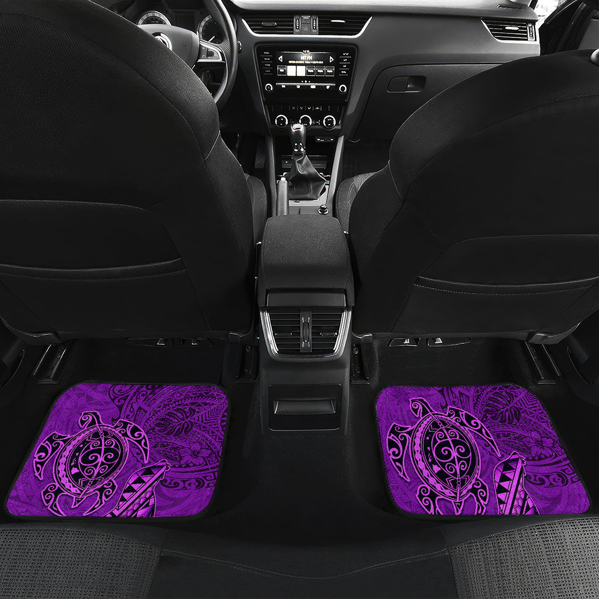 Hawaii Monk Seal and Dolphin Car Mats Polynesian Kakau Pattern Purple