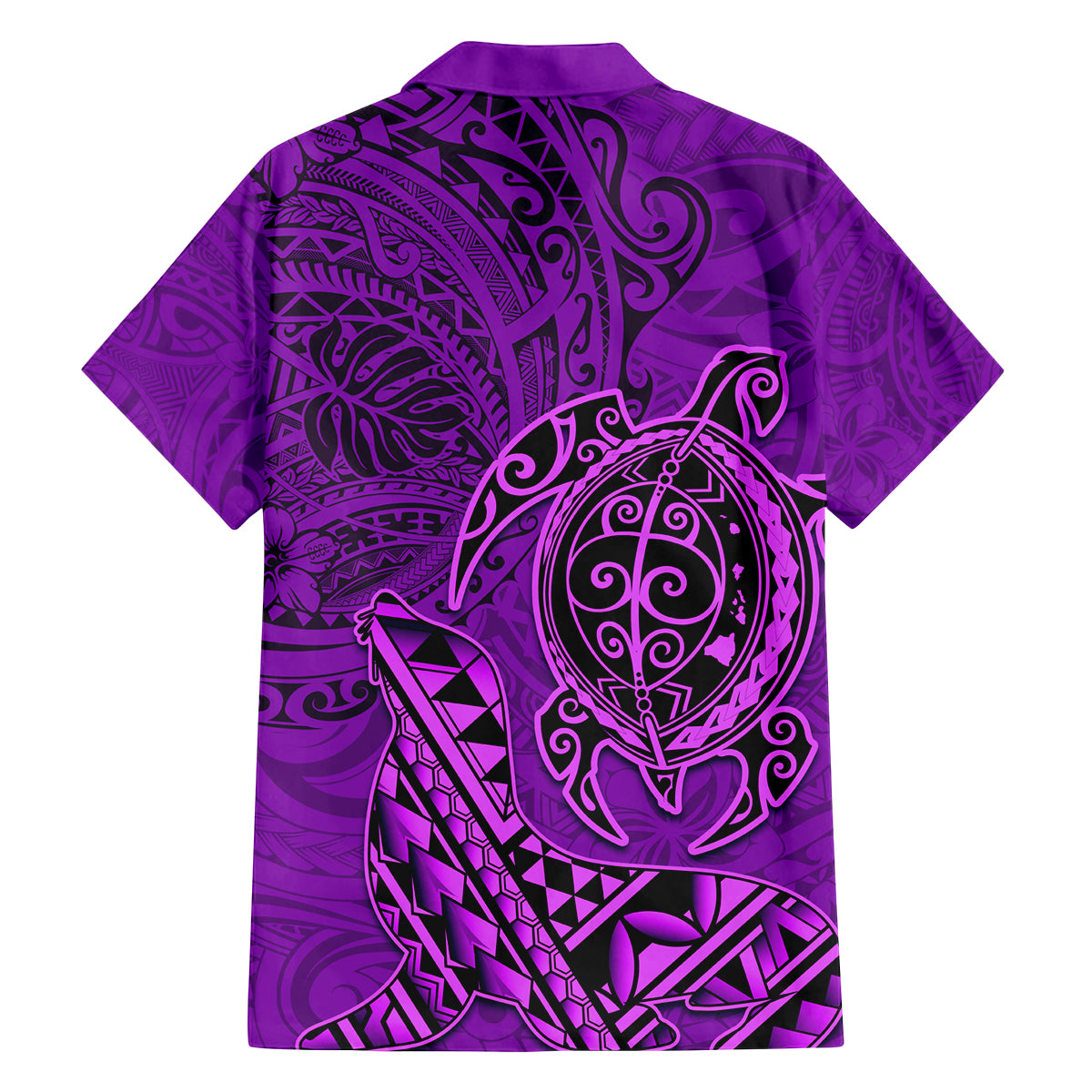 Hawaii Monk Seal and Dolphin Family Matching Puletasi and Hawaiian Shirt Polynesian Kakau Pattern Purple