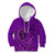 Hawaii Monk Seal and Dolphin Kid Hoodie Polynesian Kakau Pattern Purple