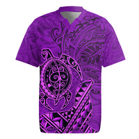 Hawaii Monk Seal and Dolphin Rugby Jersey Polynesian Kakau Pattern Purple