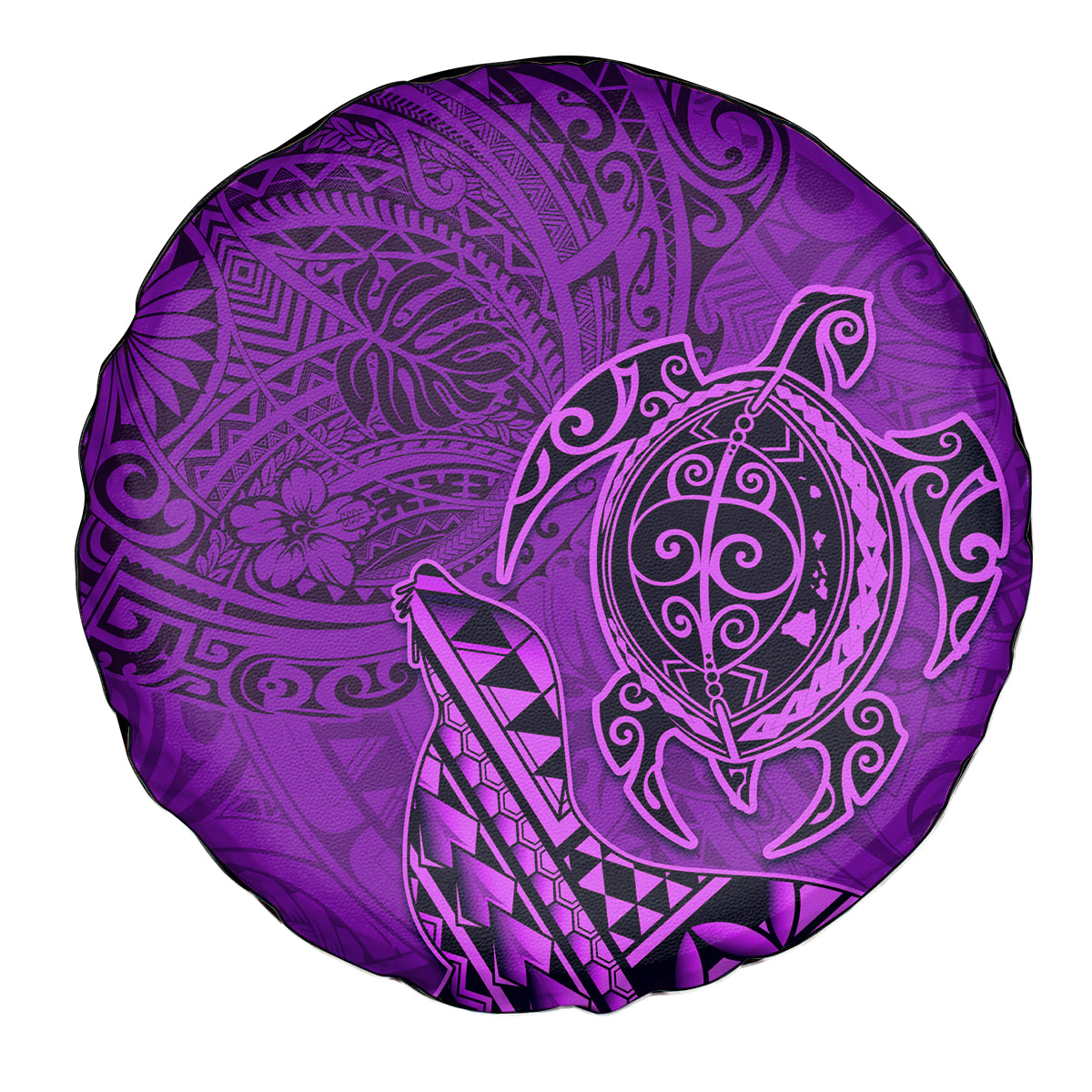 Hawaii Monk Seal and Dolphin Spare Tire Cover Polynesian Kakau Pattern Purple
