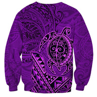 Hawaii Monk Seal and Dolphin Sweatshirt Polynesian Kakau Pattern Purple