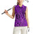 Hawaii Monk Seal and Dolphin Women Sleeveless Polo Shirt Polynesian Kakau Pattern Purple