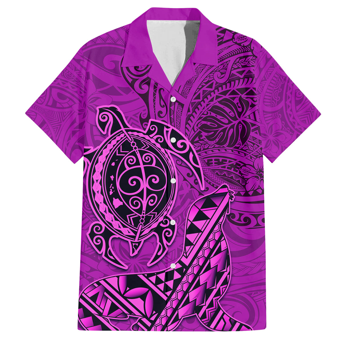 Hawaii Monk Seal and Dolphin Family Matching Long Sleeve Bodycon Dress and Hawaiian Shirt Polynesian Kakau Pattern Pink LT03 Dad's Shirt - Short Sleeve Pink - Polynesian Pride