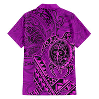 Hawaii Monk Seal and Dolphin Family Matching Off Shoulder Short Dress and Hawaiian Shirt Polynesian Kakau Pattern Pink LT03 - Polynesian Pride