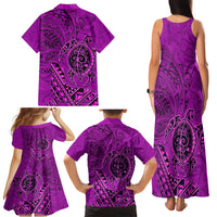 Hawaii Monk Seal and Dolphin Family Matching Tank Maxi Dress and Hawaiian Shirt Polynesian Kakau Pattern Pink