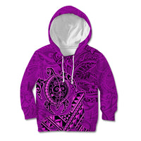 Hawaii Monk Seal and Dolphin Kid Hoodie Polynesian Kakau Pattern Pink