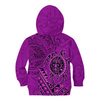 Hawaii Monk Seal and Dolphin Kid Hoodie Polynesian Kakau Pattern Pink