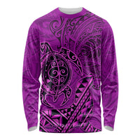 Hawaii Monk Seal and Dolphin Long Sleeve Shirt Polynesian Kakau Pattern Pink