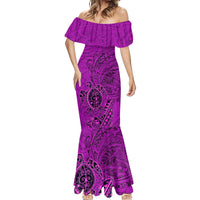 Hawaii Monk Seal and Dolphin Mermaid Dress Polynesian Kakau Pattern Pink