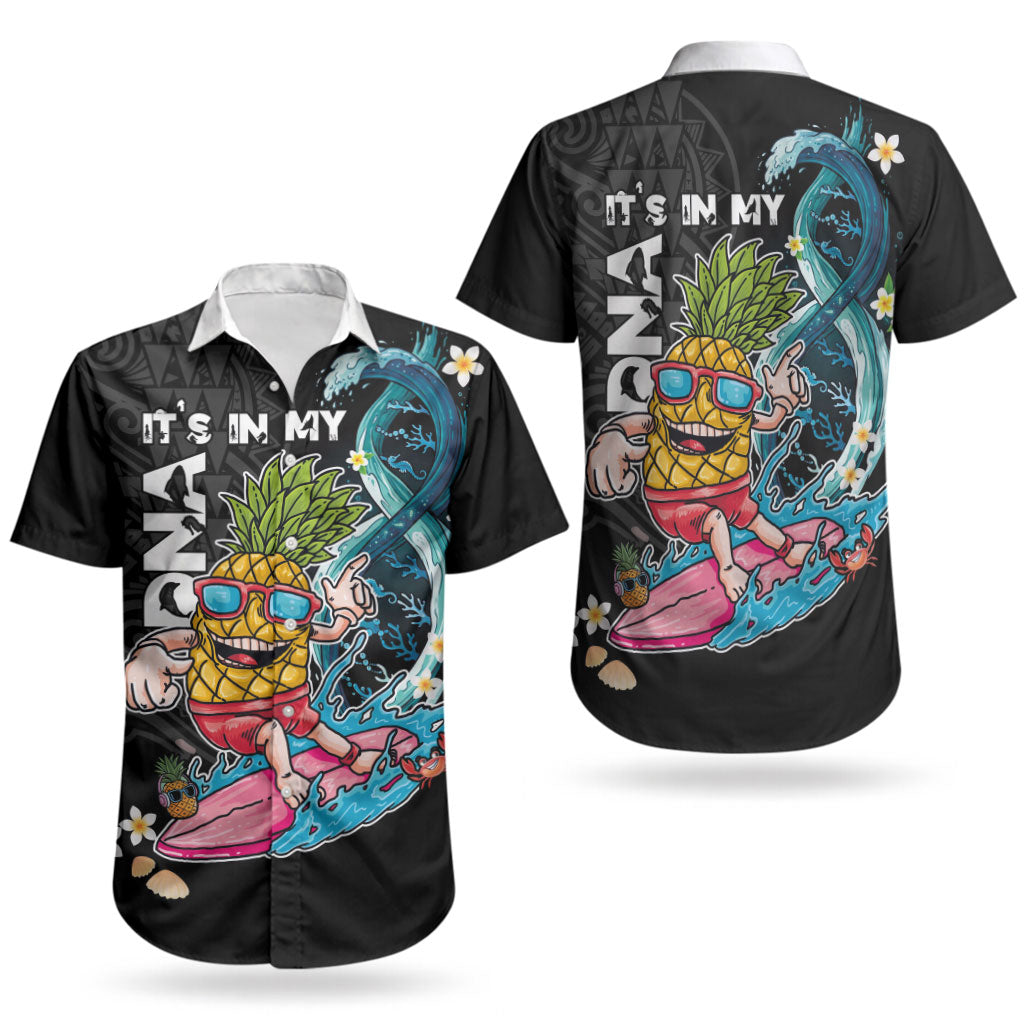 Hawaii Pineapple Surfing Couples Matching Summer Maxi Dress and Hawaiian Shirt It's in My DNA - Kakau and Polynesian Pattern LT03 - Polynesian Pride