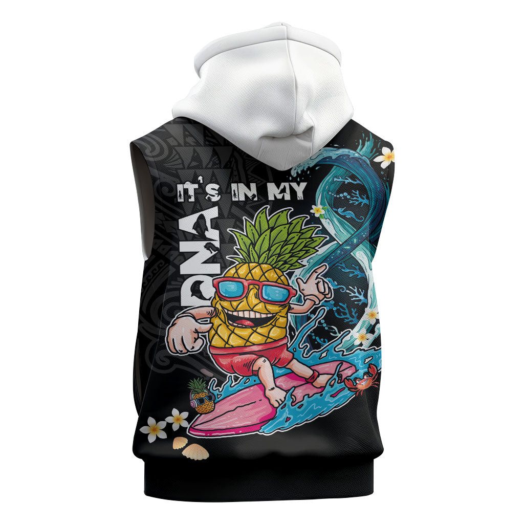 Hawaii Pineapple Surfing Sleeveless Zip Hoodie It's in My DNA - Kakau and Polynesian Pattern LT03 - Polynesian Pride