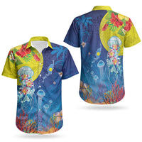 Palau Couples Matching Short Sleeve Bodycon Dress and Hawaiian Shirt Jellyfish with Coral Reefs Ocean Vibe and Tapa Pattern LT03 - Polynesian Pride