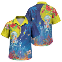 Palau Family Matching Puletasi and Hawaiian Shirt Jellyfish with Coral Reefs Ocean Vibe and Tapa Pattern LT03 Son's Shirt Blue - Polynesian Pride