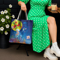 Palau Tote Bag Jellyfish with Coral Reefs Ocean Vibe and Tapa Pattern LT03 - Polynesian Pride