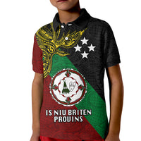 Papua New Guinea East New Britain Province Kid Polo Shirt PNG Birds Of Paradise Polynesian Arty Style LT03 Kid Green - Polynesian Pride