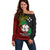 Papua New Guinea East New Britain Province Off Shoulder Sweater PNG Birds Of Paradise Polynesian Arty Style LT03 Women Green - Polynesian Pride