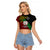 Papua New Guinea East New Britain Province Raglan Cropped T Shirt PNG Birds Of Paradise Polynesian Arty Style LT03 Female Green - Polynesian Pride