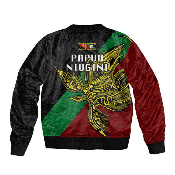 Papua New Guinea Manus Province Sleeve Zip Bomber Jacket Mix Coat Of Arms Polynesian Pattern LT05 main image 0