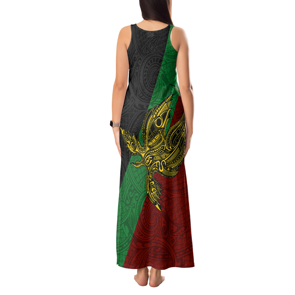 Papua New Guinea East New Britain Province Tank Maxi Dress PNG Birds Of Paradise Polynesian Arty Style LT03 - Polynesian Pride