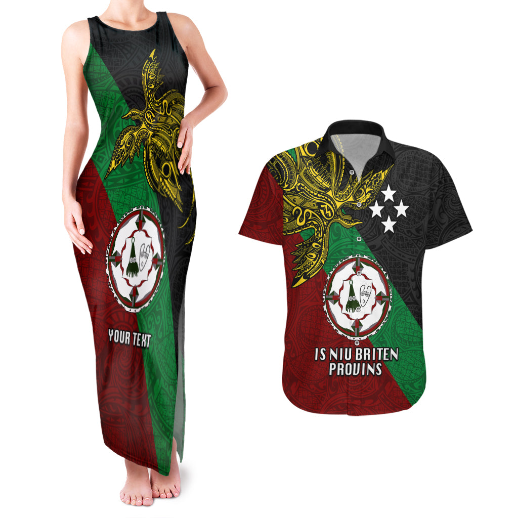 Custom Papua New Guinea East New Britain Province Couples Matching Tank Maxi Dress and Hawaiian Shirt PNG Birds Of Paradise Polynesian Arty Style LT03 Green - Polynesian Pride