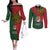 Papua New Guinea East Sepik Province Couples Matching Off The Shoulder Long Sleeve Dress and Long Sleeve Button Shirts PNG Birds Of Paradise Polynesian Arty Style LT03 Green - Polynesian Pride