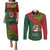 Papua New Guinea East Sepik Province Couples Matching Puletasi Dress and Long Sleeve Button Shirts PNG Birds Of Paradise Polynesian Arty Style LT03 Green - Polynesian Pride