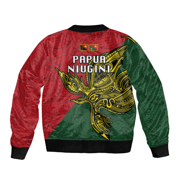 Papua New Guinea Manus Province Sleeve Zip Bomber Jacket Mix Coat Of Arms Polynesian Pattern LT05 main image 1