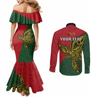 Custom Papua New Guinea East Sepik Province Couples Matching Mermaid Dress and Long Sleeve Button Shirts PNG Birds Of Paradise Polynesian Arty Style LT03 - Polynesian Pride