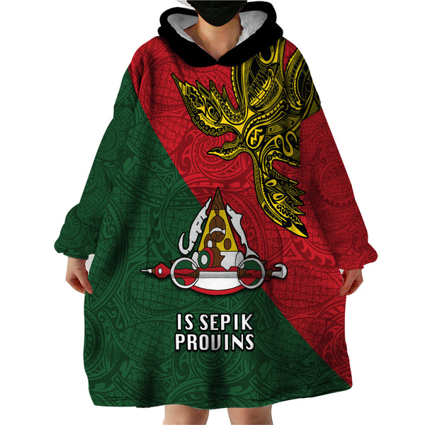 Papua New Guinea Western Province Wearable Blanket Hoodie Mix Coat Of Arms Polynesian Pattern LT05 main image 0