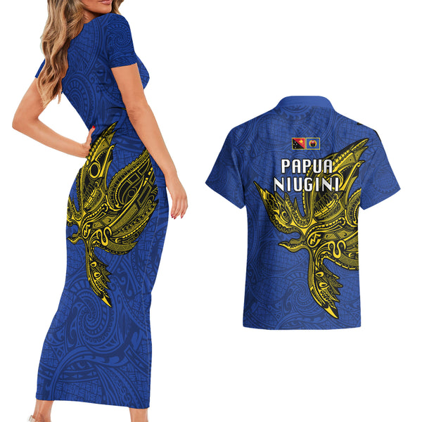 Personalized Papua New Guinea Western Province Couples Matching Short Sleeve Bodycon Dress and Hawaiian Shirt Mix Coat Of Arms Polynesian Pattern LT05 main image 0