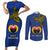 Papua New Guinea Gulf Province Couples Matching Short Sleeve Bodycon Dress and Long Sleeve Button Shirts PNG Birds Of Paradise Polynesian Arty Style LT03 Blue - Polynesian Pride