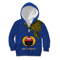Papua New Guinea Gulf Province Kid Hoodie PNG Birds Of Paradise Polynesian Arty Style LT03 Zip Hoodie Blue - Polynesian Pride