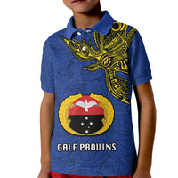 Papua New Guinea Gulf Province Kid Polo Shirt PNG Birds Of Paradise Polynesian Arty Style LT03 Kid Blue - Polynesian Pride