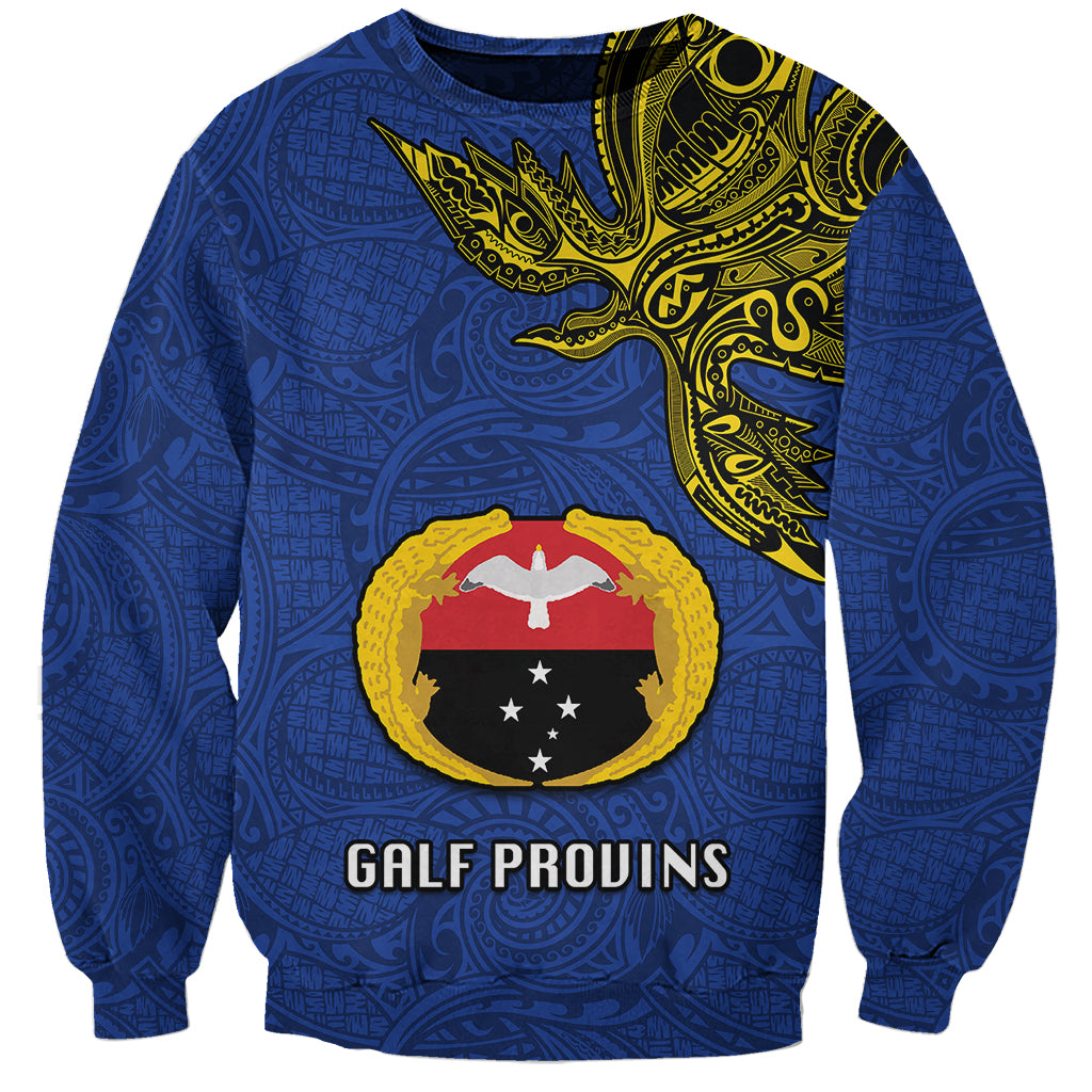 Papua New Guinea Gulf Province Sweatshirt PNG Birds Of Paradise Polynesian Arty Style LT03 Unisex Blue - Polynesian Pride