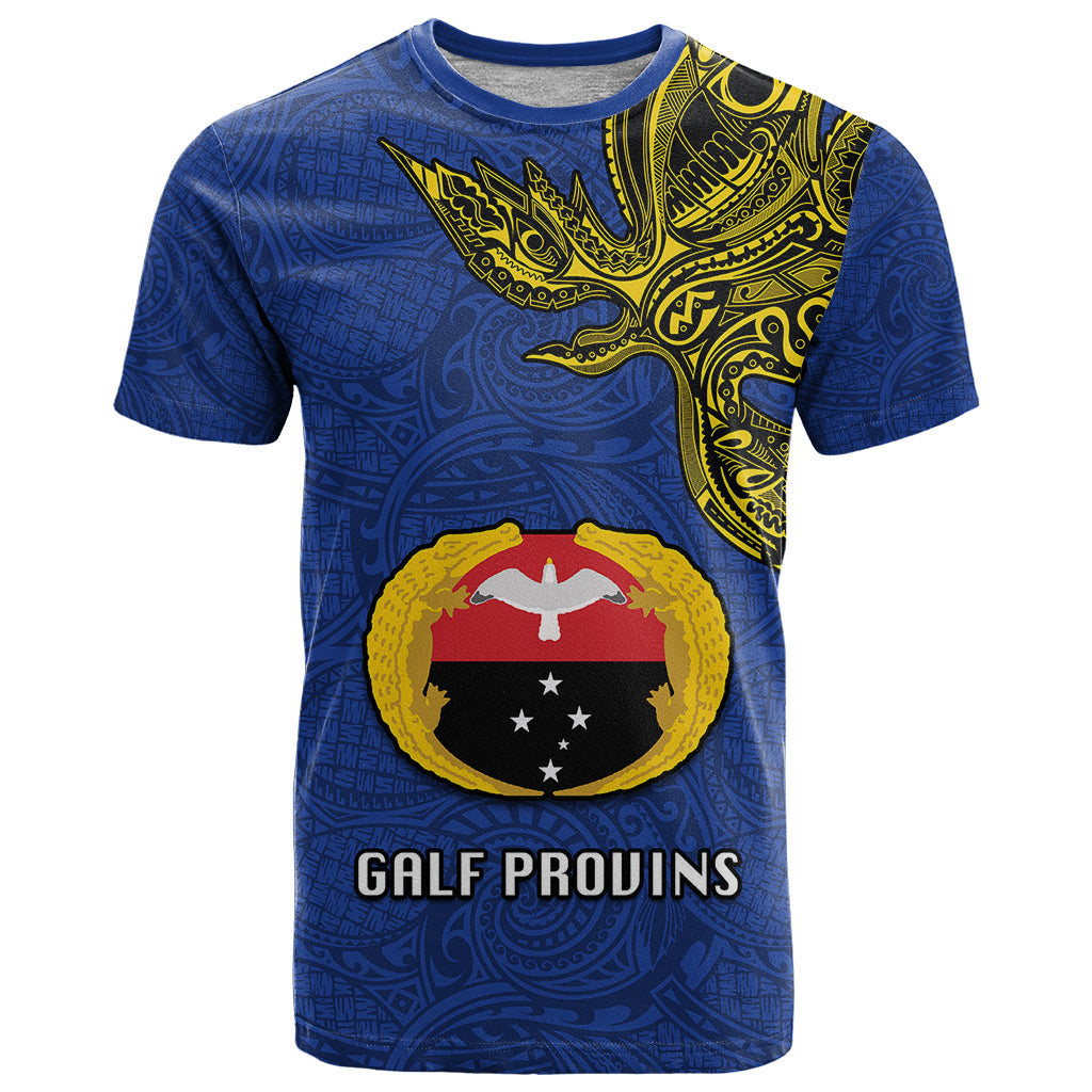 Papua New Guinea Gulf Province T Shirt PNG Birds Of Paradise Polynesian Arty Style LT03 Blue - Polynesian Pride