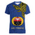 Papua New Guinea Gulf Province Women V Neck T Shirt PNG Birds Of Paradise Polynesian Arty Style LT03 Female Blue - Polynesian Pride