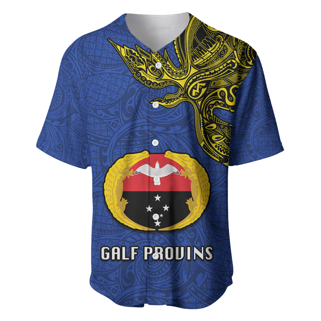 Custom Papua New Guinea Gulf Province Baseball Jersey PNG Birds Of Paradise Polynesian Arty Style LT03 Blue - Polynesian Pride