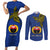 Custom Papua New Guinea Gulf Province Couples Matching Short Sleeve Bodycon Dress and Long Sleeve Button Shirts PNG Birds Of Paradise Polynesian Arty Style LT03 Blue - Polynesian Pride