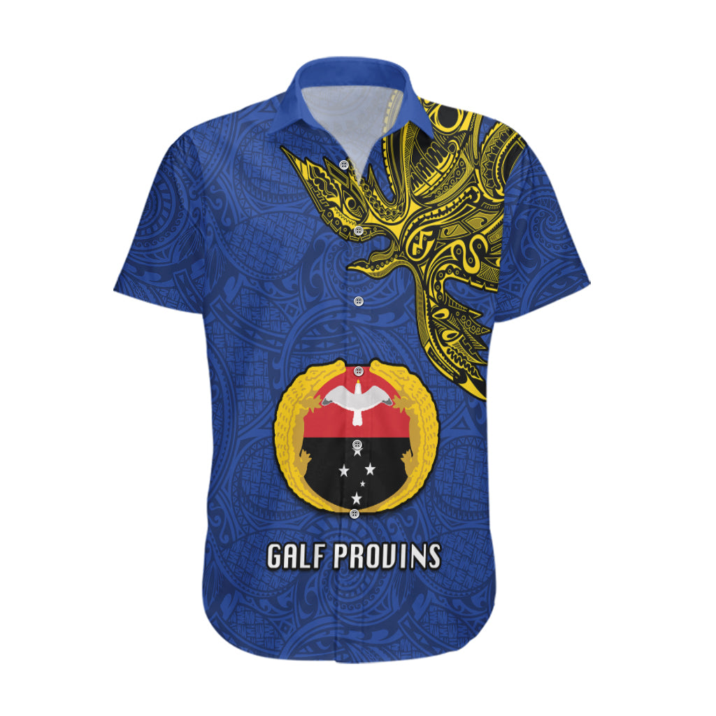 Custom Papua New Guinea Gulf Province Hawaiian Shirt PNG Birds Of Paradise Polynesian Arty Style LT03 Blue - Polynesian Pride