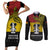 Papua New Guinea Madang Province Couples Matching Short Sleeve Bodycon Dress and Long Sleeve Button Shirts PNG Birds Of Paradise Polynesian Arty Style LT03 Yellow - Polynesian Pride