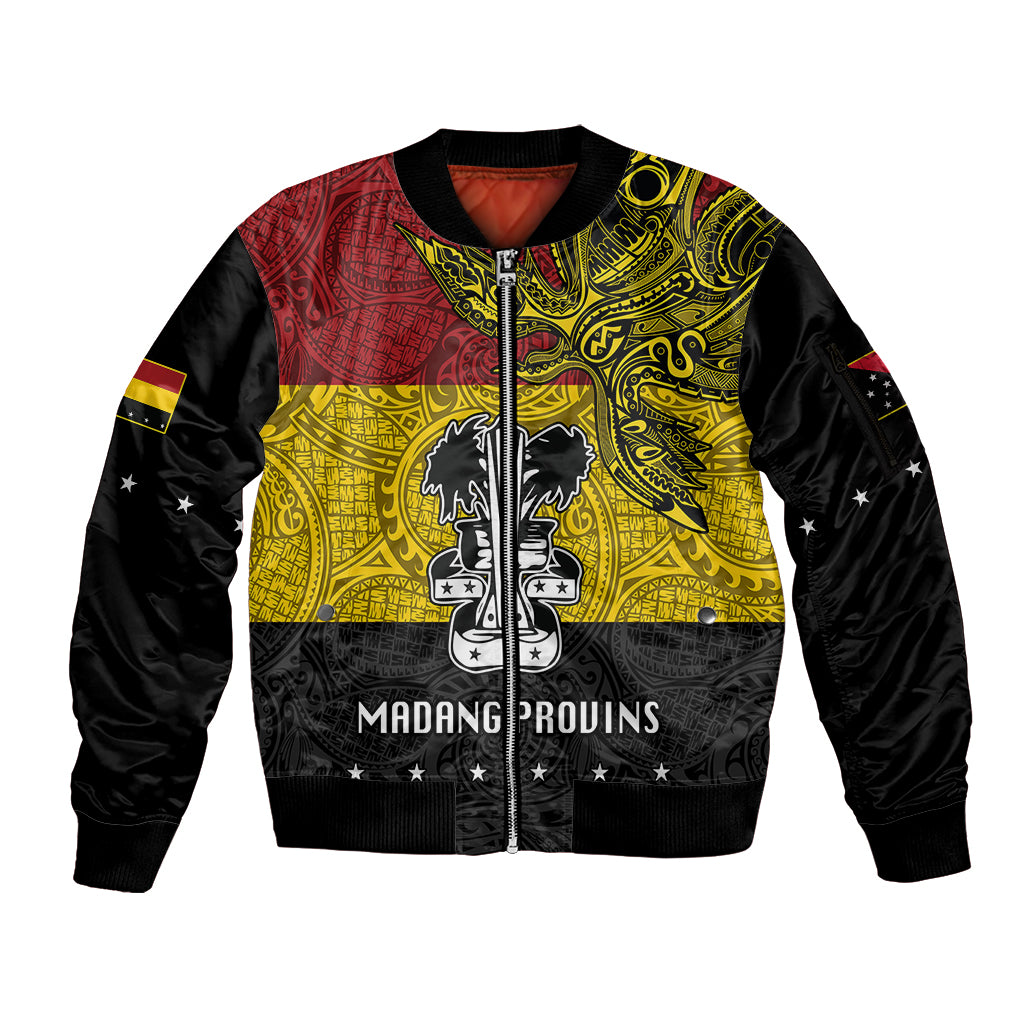 Papua New Guinea Madang Province Sleeve Zip Bomber Jacket PNG Birds Of Paradise Polynesian Arty Style LT03 Unisex Yellow - Polynesian Pride