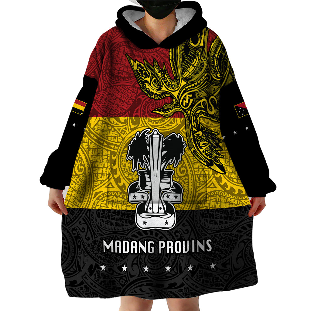 Papua New Guinea Madang Province Wearable Blanket Hoodie PNG Birds Of Paradise Polynesian Arty Style LT03 - Polynesian Pride