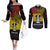 Custom Papua New Guinea Madang Province Couples Matching Off The Shoulder Long Sleeve Dress and Long Sleeve Button Shirts PNG Birds Of Paradise Polynesian Arty Style LT03 Yellow - Polynesian Pride