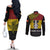 Custom Papua New Guinea Madang Province Couples Matching Off The Shoulder Long Sleeve Dress and Long Sleeve Button Shirts PNG Birds Of Paradise Polynesian Arty Style LT03 - Polynesian Pride